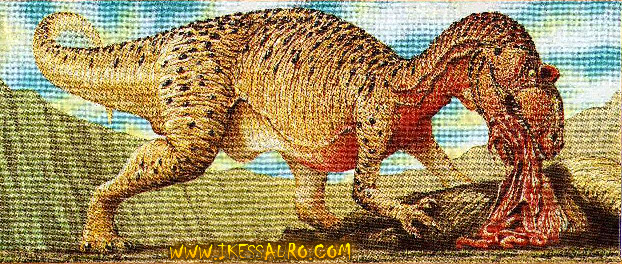Reconstituição artística de Allosaurus fragilis mostrando a morfologia completa do animal — postura horizontal, membros anteriores com três garras curvas e cristas orbitais características.