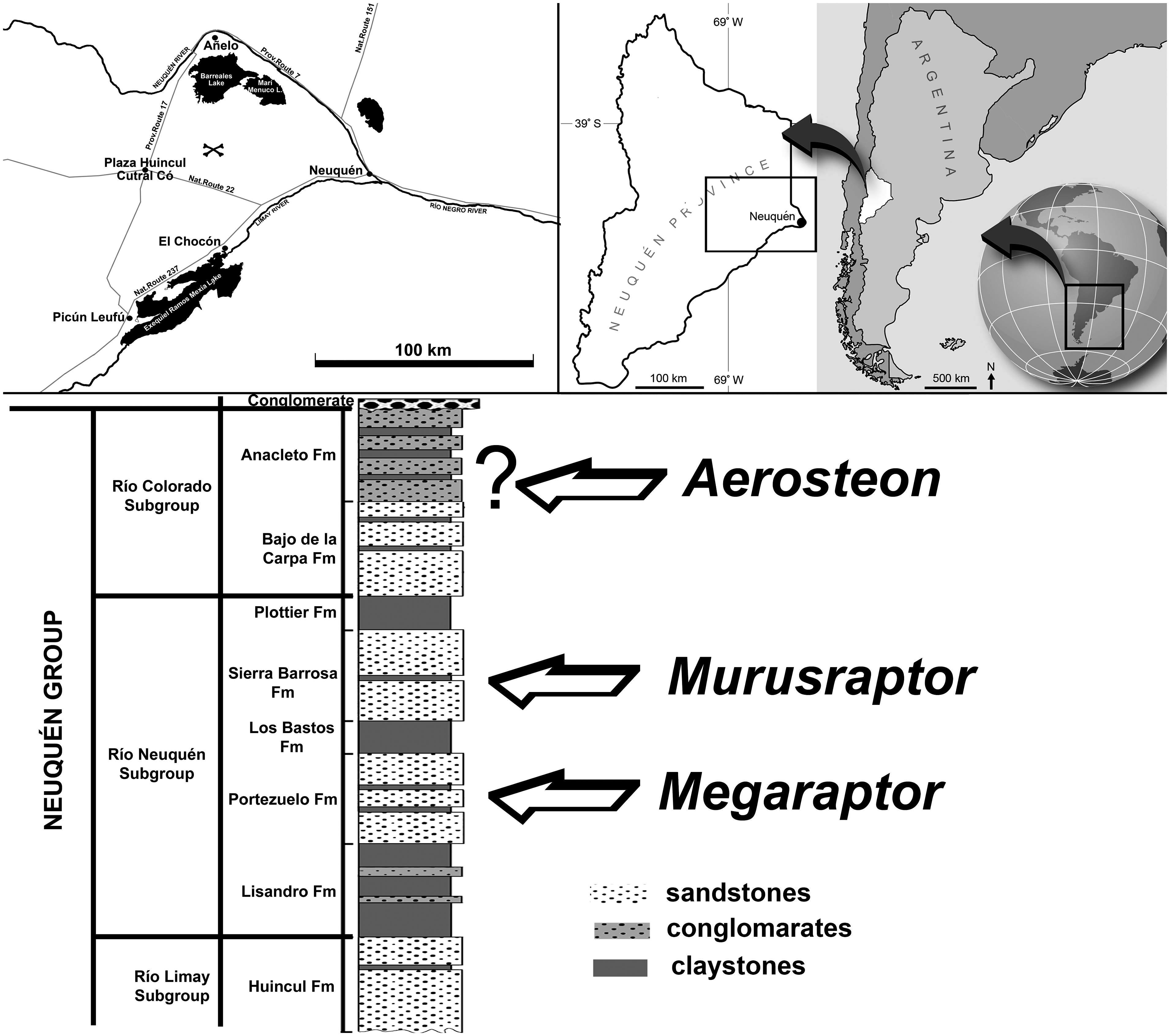 Fig 2. Location and geological context of the holotypeof Murusraptor barrosaensis , MCF-PVPH-411.