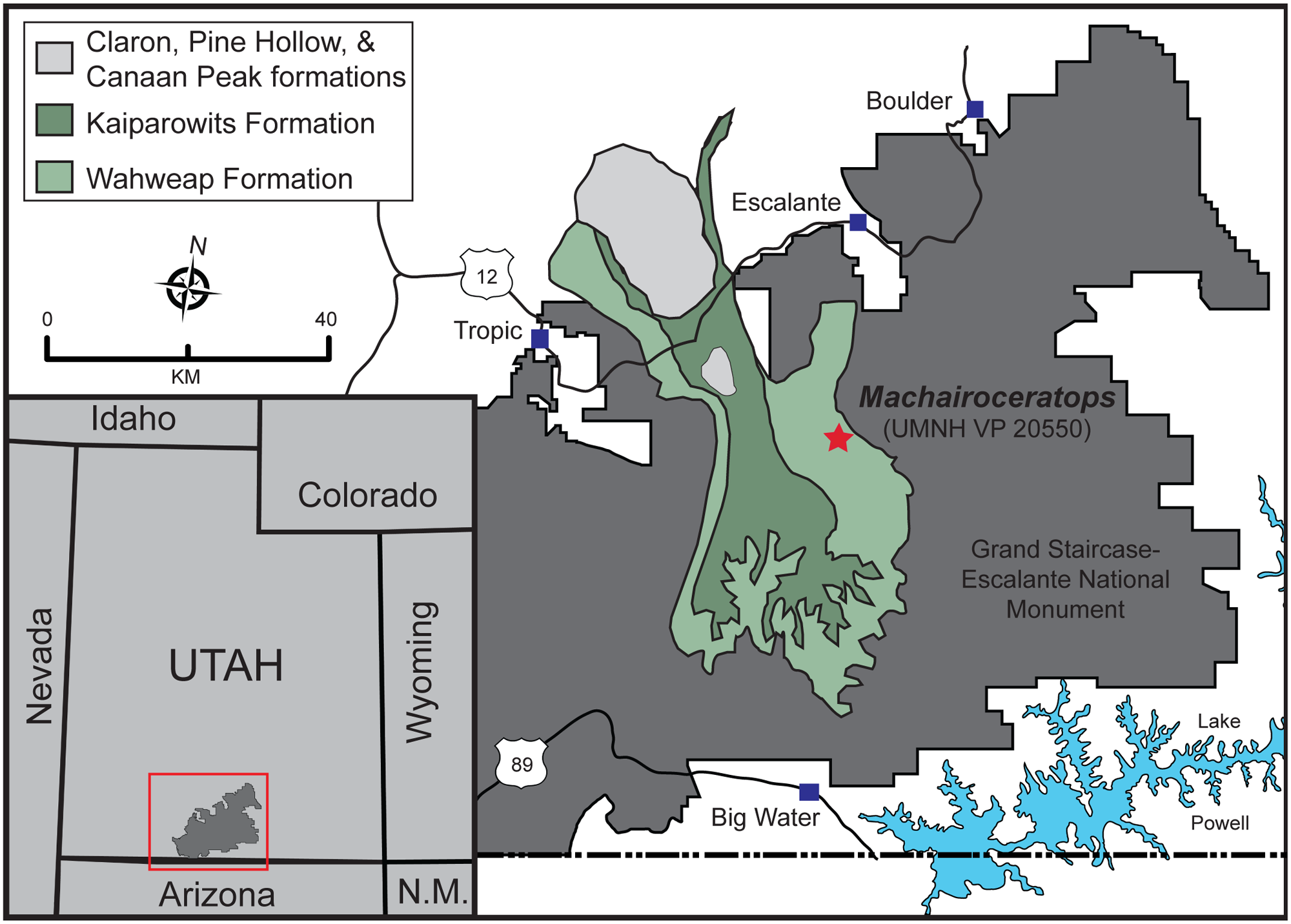 Fig 1. Locality map: Grand Staircase-Escalante National Monument, southern Utah.