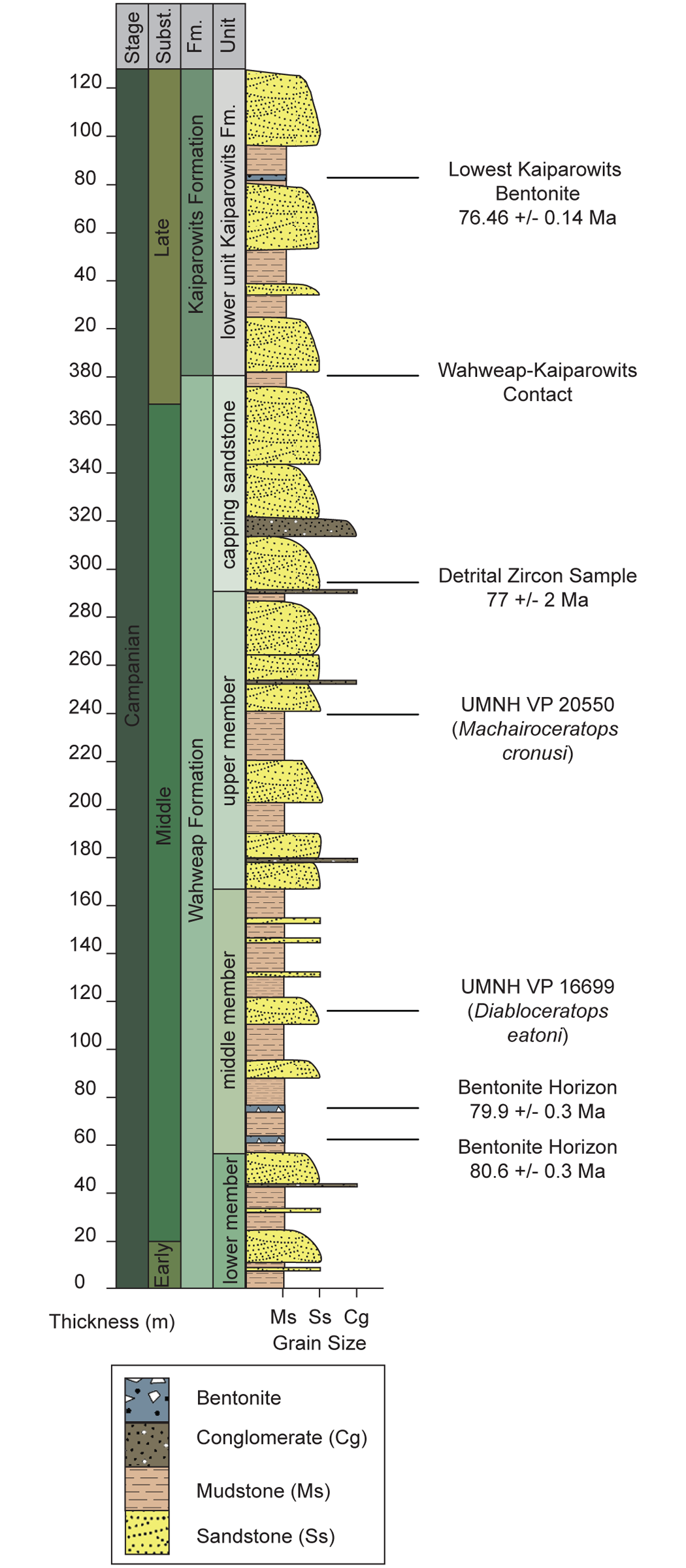 Fig 2. Schematic Stratigraphic Section of the Wahweap Formation.